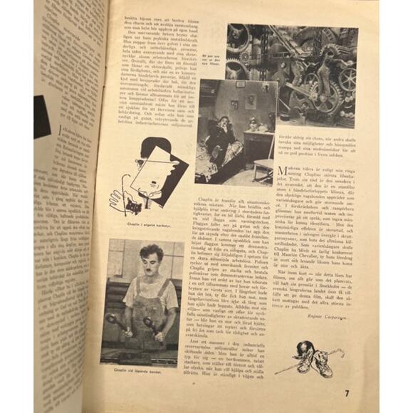 1936 Swedish People in Pictures Charlie Chaplin Magazine, Modern Times, Tramp - Picture 3 of 5